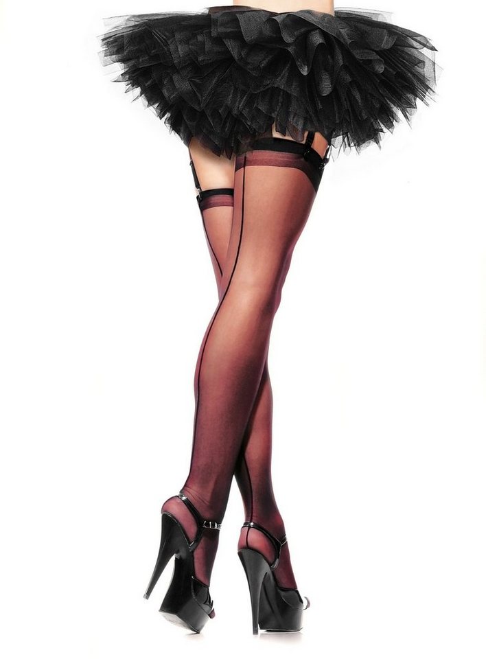 Leg Avenue Overknees Klassische Strapsstrümpfe mit Naht Unverzichtbares Accessoire für Damen, vielseitig kombinierbares Kost von Leg Avenue