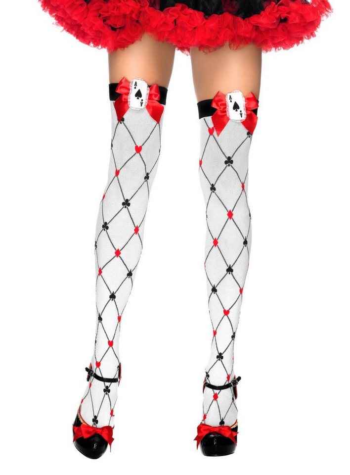 Leg Avenue Overknees Pokerlady Strümpfe kariert Tolles Accessoire für den fantasievollen Auftritt von Leg Avenue