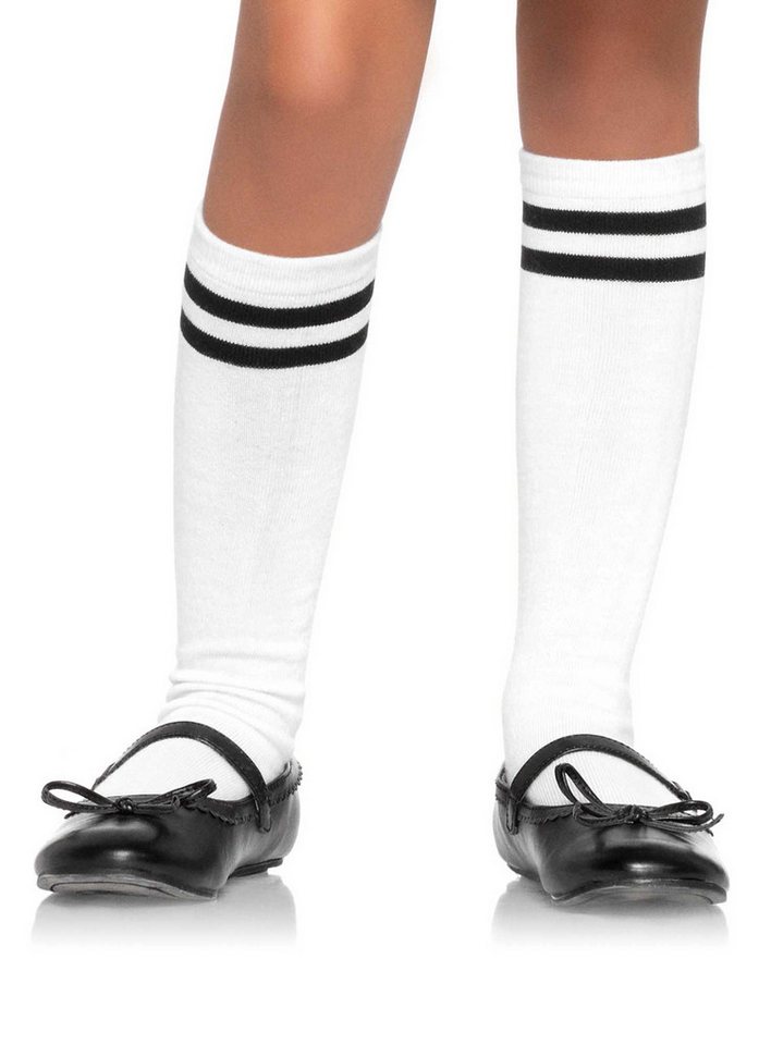 Leg Avenue Socken Tennissocken für Kinder Ganz klassisch: weiße Strümpfe mit zwei schwarzen Streifen von Leg Avenue