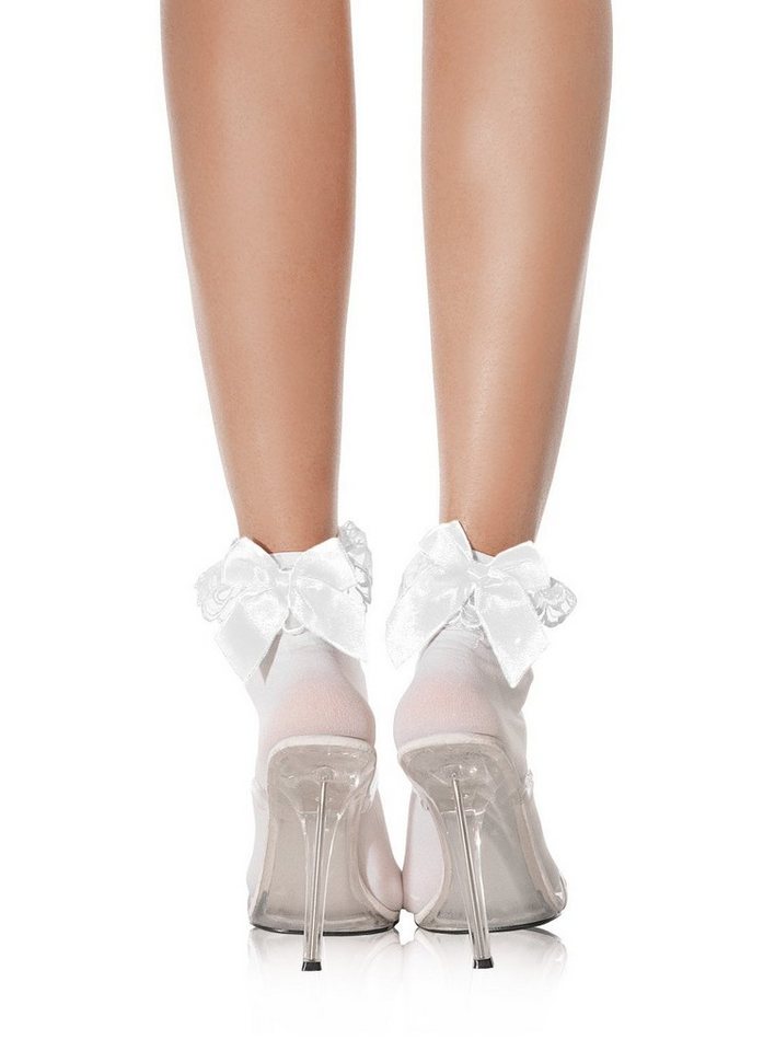 Leg Avenue Socken Weiße Söckchen mit Schleife Unverzichtbares Accessoire für Damen, vielseitig kombinierbares Kost von Leg Avenue