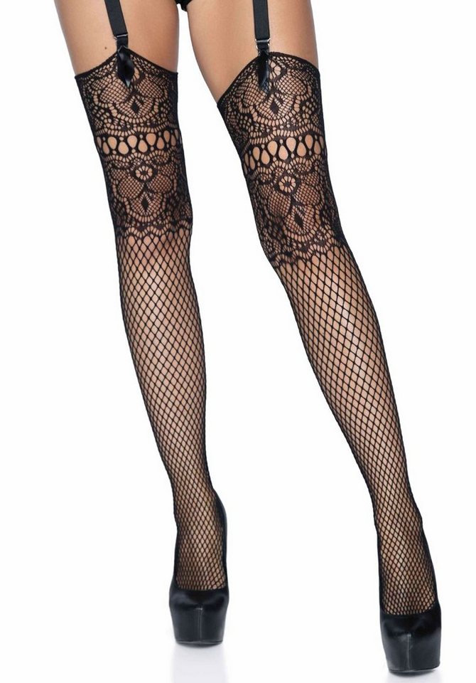 Leg Avenue Strapsstrümpfe Netz-Strümpfe mit Spitze Straps-Strümpfe - schwarz (1-Paar) transparent Leg Avenue Strapsstrümpfe Netz-Strümpfe mit Spitze Straps-Strümpfe - schwarz (1-Paar) transparent von Leg Avenue
