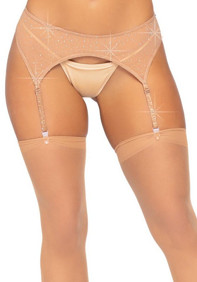 Leg Avenue Strumpfhalter Strumpfhalter mit Schmucksteinen - Beige von Leg Avenue