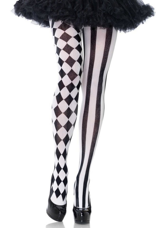 Leg Avenue Strumpfhose Damen Strumpfhose Harlequin schwarz weiß Einheitsgröße ca. 36 bis 40 70 DEN von Leg Avenue