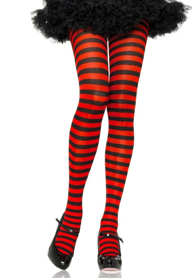 Leg Avenue Strumpfhose Plus Size Strumpfhose quer geringelt schwarz rot Größe 46 bis 48 70 DEN Leg Avenue Strumpfhose Plus Size Strumpfhose quer geringelt schwarz rot Größe 46 bis 48 70 DEN von Leg Avenue