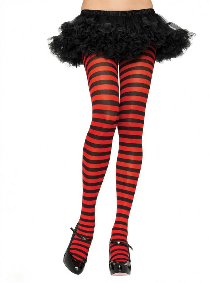 Leg Avenue Strumpfhose Ringelstrumpfhose schwarz-rot (1 St) Sinnlich verführerisches Accessoire, das Stil und Trend vereint von Leg Avenue