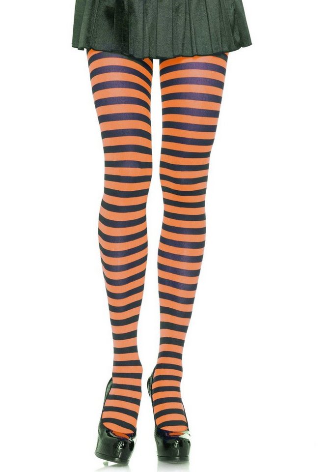 Leg Avenue Strumpfhose Strumpfhose quer geringelt schwarz orange Einheitsgröße ca. 36 bis 40 70 DEN von Leg Avenue