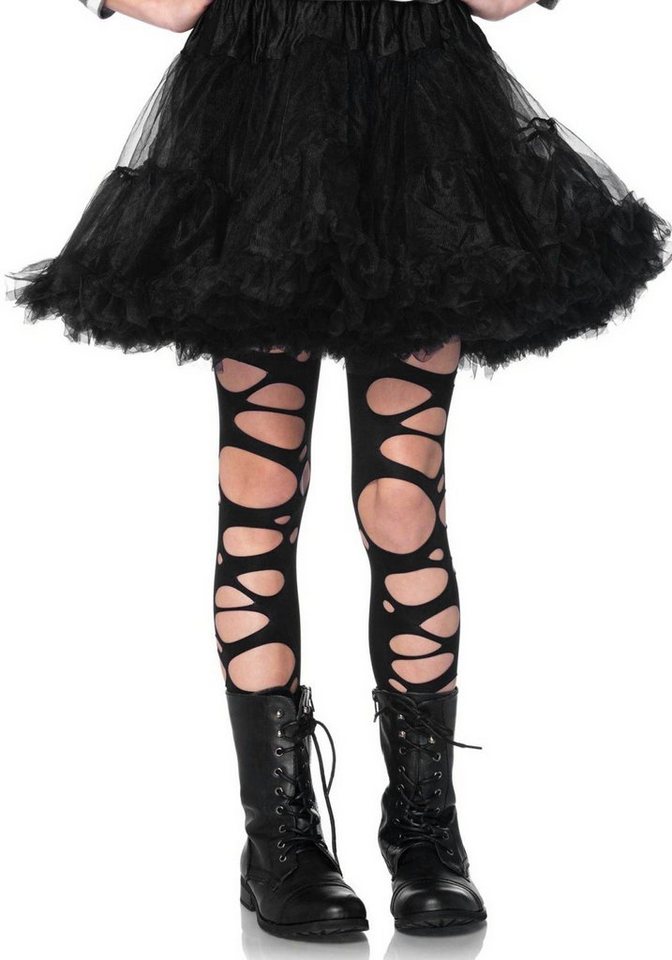 Leg Avenue Strumpfhose Zerrissene Zombie - Halloween Strumpfhosen Kinder (1 St) Ob Punk, Hexe oder Popstar: damit macht man einen großen Aufriss! von Leg Avenue