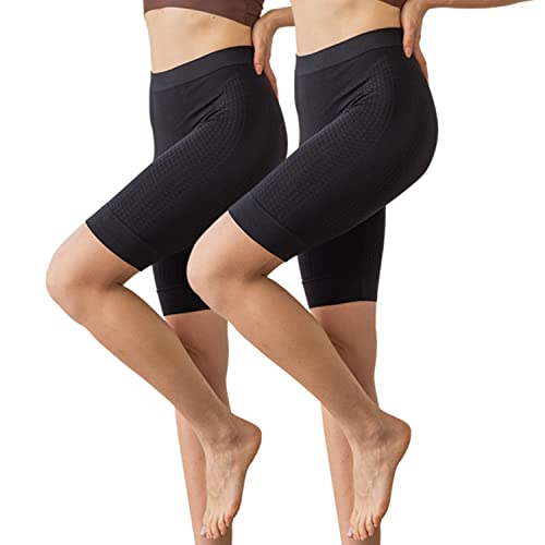 Damen Radlerhose Kurze,2er-Pack Anti Scheuern Sicherheitshosen Leggings Shorts Nahtlose Bauchweg Unterhose Sommer für Rock Kleid/Yoga/Fitness,Schwarz+Schwarz,L/XL von Leg Vanilla