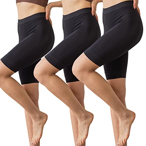 Damen Radlerhose Kurze,3er-Pack Anti Scheuern Sicherheitshosen Leggings Shorts Nahtlose Bauchweg Unterhose Sommer für Rock Kleid/Yoga/Fitness,Schwarz+Schwarz+Schwarz,L/XL von Leg Vanilla