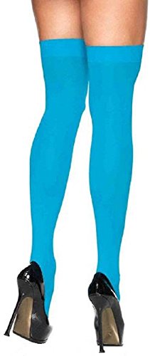Leg Avenue Damen Overknee Strümpfe Nylon 70 DEN Neon Blau Einheitsgröße 36 bis 40 von LegAve