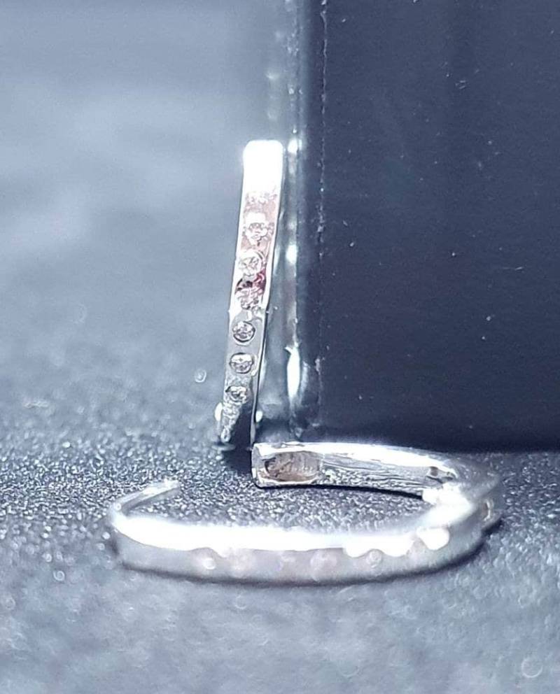 9 Karat Gold Diamant Huggie Clip On Ohrring Weiß Rose Silber Ihr Jahrestag Geschenk von Legacy876
