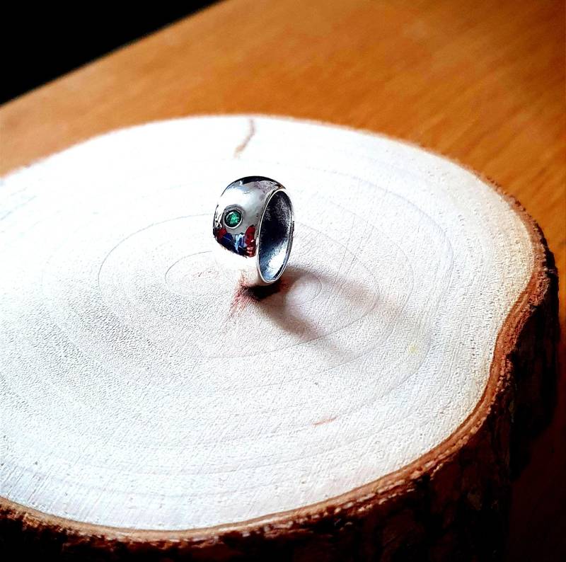 Echter Smaragd/Rubin/Saphir Sterling Silber Band Herren Ring Handarbeit von Legacy876
