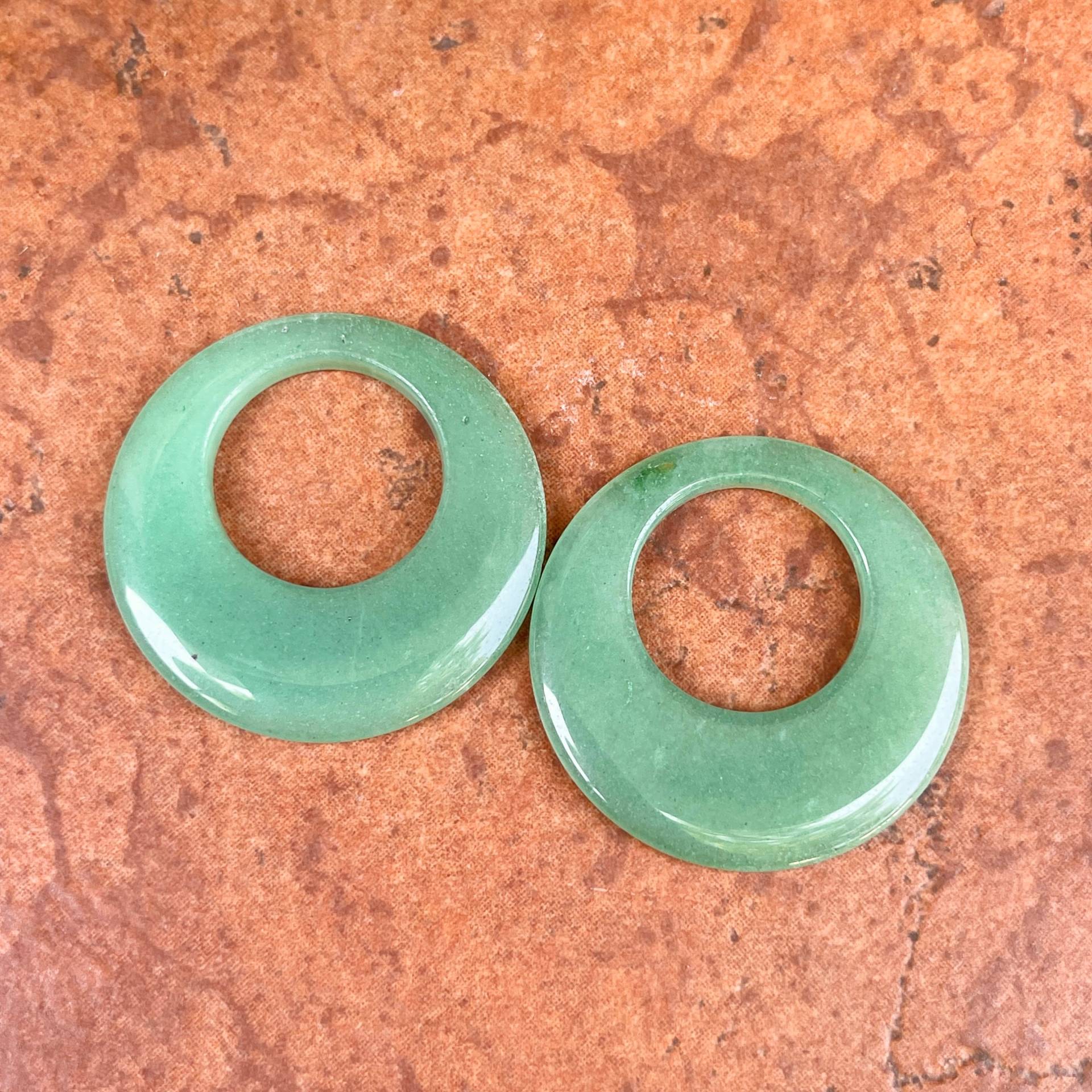 Echte Polierte Blassgrüne Jade Donut Ohrring Charms Runde 40mm Zu Den Creolen Austausch Hinzufügen von LegacySaintJewelry