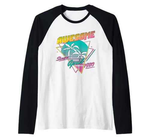 Awesome Since April 1980 Raglan von Legend Since Birthday Retro Palm