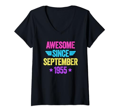 Damen Awesome Since September 1955 T-Shirt mit V-Ausschnitt von Legend Since Birthday