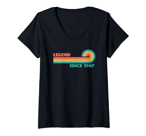 Damen Legend Since 1987 T-Shirt mit V-Ausschnitt von Legend Since Birthday