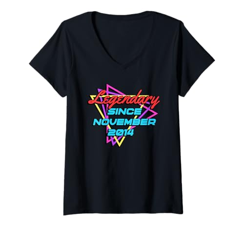 Damen Legendary Since November 2014 T-Shirt mit V-Ausschnitt von Legend Since Birthday