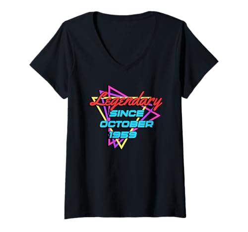 Damen Legendary Since October 1959 T-Shirt mit V-Ausschnitt von Legend Since Birthday