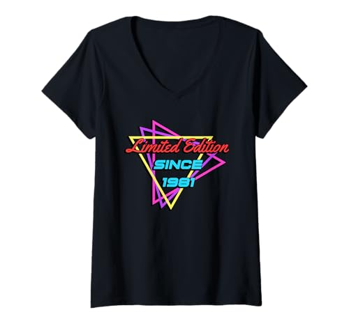 Damen Limited Edition Since 1981 T-Shirt mit V-Ausschnitt von Legend Since Birthday