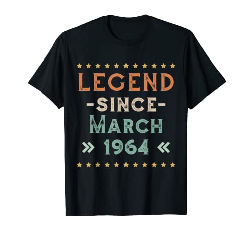 Vintage Legend Since March 1964 Geburtstag Männer Frauen T-Shirt von Legend Since Retro Tees