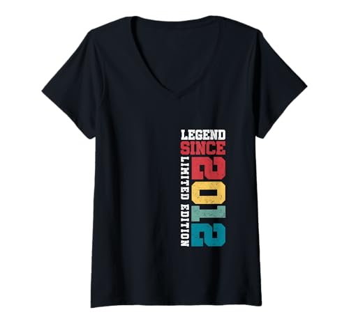 Damen Legend Since 2012 Lustiger 13. Geburtstag in limitierter Auflage im Retro-Look T-Shirt mit V-Ausschnitt von Legend Since Vintage Milestone Birthday Gift By Mj