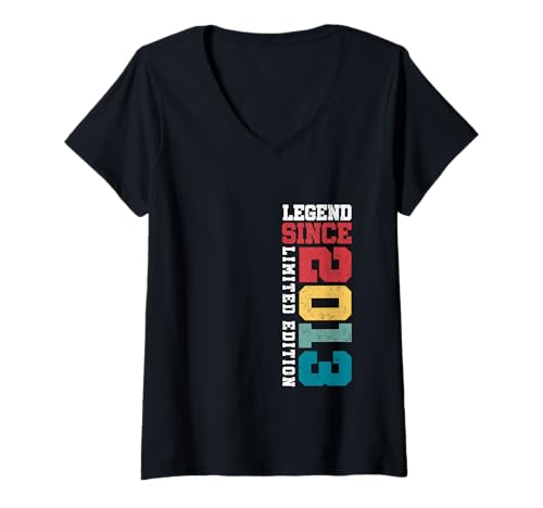 Damen Legend Since 2013 Lustiger 12. Geburtstag in limitierter Auflage im Retro-Look T-Shirt mit V-Ausschnitt von Legend Since Vintage Milestone Birthday Gift By Mj