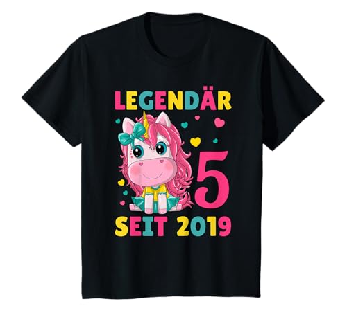 5. Geburtstag Einhorn Mädchen 5 Jahre alt Geburtstag T-Shirt von Legendär Seit 2019 Einhorn Geburtstag