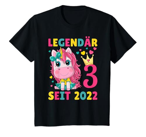 Kinder 3. Geburtstag Einhorn Mädchen 3 Jahre alt Geburtstag T-Shirt Kinder 3. Geburtstag Einhorn Mädchen 3 Jahre alt Geburtstag T-Shirt von Legendär Seit 2022 Einhorn Geburtstag