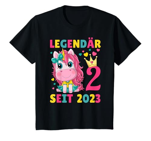 Kinder 2. Geburtstag Einhorn Mädchen 2 Jahre alt Geburtstag T-Shirt von Legendär Seit 2023 Einhorn Geburtstag