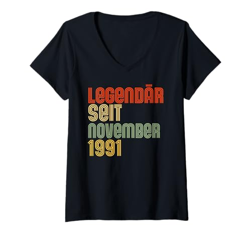 Damen Legendär Seit November 1991 Jahrgang Vintage 31 Geburtstag T-Shirt mit V-Ausschnitt Damen Legendär Seit November 1991 Jahrgang Vintage 31 Geburtstag T-Shirt mit V-Ausschnitt von Legendär Seit Geburtstag Lustiges Männer & Frauen