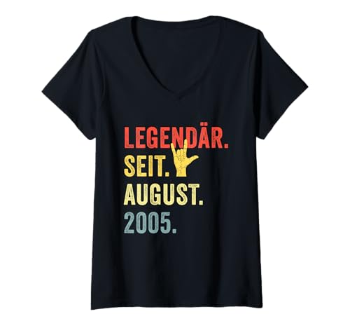 Damen 16. Geburtstag Mann Frau Legendär seit August 2005 Geschenk T-Shirt mit V-Ausschnitt Damen 16. Geburtstag Mann Frau Legendär seit August 2005 Geschenk T-Shirt mit V-Ausschnitt von Legendär seit August Geburtstag Retro Geschenke