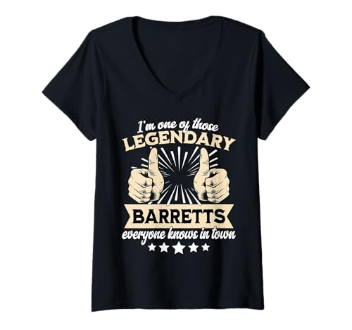 Damen Barrett Familienname Barrett Legende Barrett T-Shirt mit V-Ausschnitt Damen Barrett Familienname Barrett Legende Barrett T-Shirt mit V-Ausschnitt von Legendäre Barrett Sprüche Herren Damen