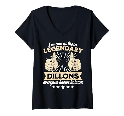 Damen Dillon Familienname Dillon Legende Dillon T-Shirt mit V-Ausschnitt von Legendäre Dillon Sprüche Herren Damen