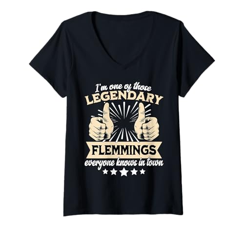 Damen Flemming Familienname Flemming Legende Flemming T-Shirt mit V-Ausschnitt Damen Flemming Familienname Flemming Legende Flemming T-Shirt mit V-Ausschnitt von Legendäre Flemming Sprüche Herren Damen