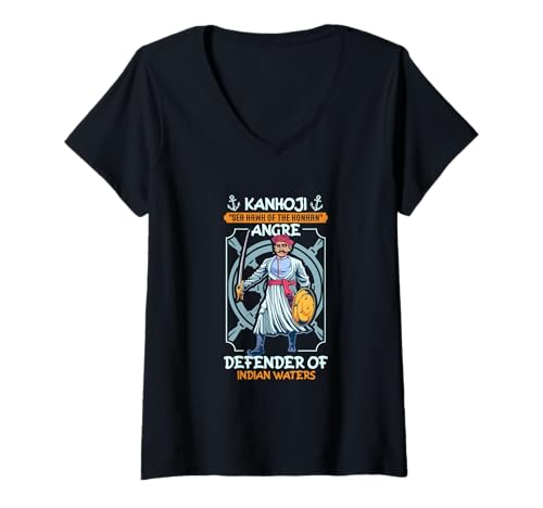 Damen Kanhoji Angre - Indiens Seeverteidiger T-Shirt mit V-Ausschnitt Damen Kanhoji Angre - Indiens Seeverteidiger T-Shirt mit V-Ausschnitt von Legendäre Piraten Designs