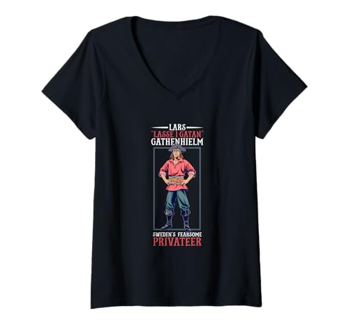 Damen Lasse i Gatan - Schrecken Schwedens T-Shirt mit V-Ausschnitt Damen Lasse i Gatan - Schrecken Schwedens T-Shirt mit V-Ausschnitt von Legendäre Piraten Designs
