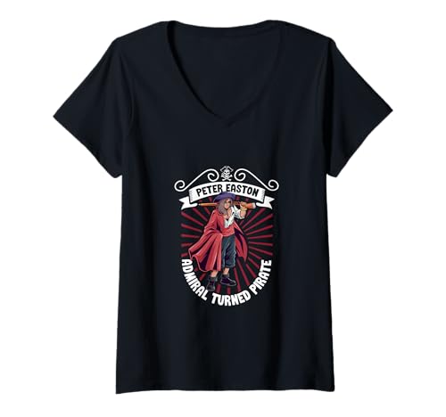 Damen Peter Easton - Admiral Wird Pirat T-Shirt mit V-Ausschnitt Damen Peter Easton - Admiral Wird Pirat T-Shirt mit V-Ausschnitt von Legendäre Piraten Designs