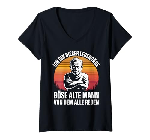 Damen Böse Alte Mann Von Dem Alle Reden T-Shirt mit V-Ausschnitt Damen Böse Alte Mann Von Dem Alle Reden T-Shirt mit V-Ausschnitt von Legendärer Alte Mann Sprüche Humor