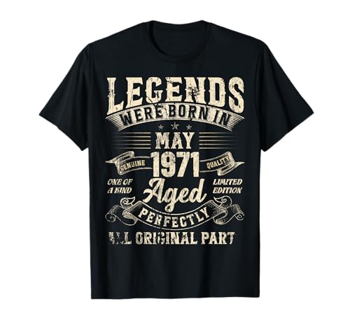Geschenke zum 52. Geburtstag für Männer, Frauen, Herren Bekleidung 1971 Vintage T-Shirt Geschenke zum 52. Geburtstag für Männer, Frauen, Herren Bekleidung 1971 Vintage T-Shirt von Legendary Birthday May, Legendary Father