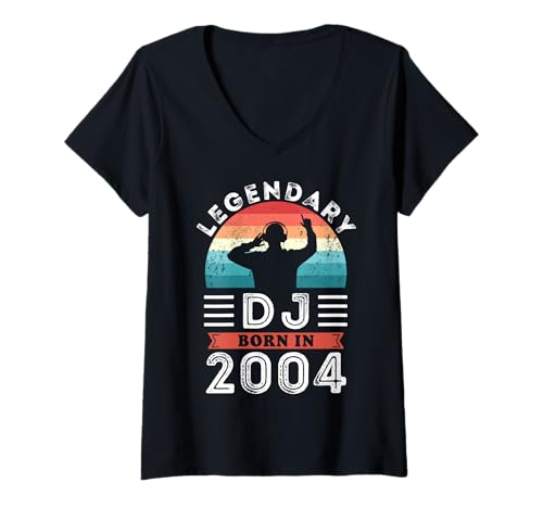 Damen Legendärer DJ, geboren 2004, Geschenke zum 20. Geburtstag T-Shirt mit V-Ausschnitt Damen Legendärer DJ, geboren 2004, Geschenke zum 20. Geburtstag T-Shirt mit V-Ausschnitt von Legendary DJ Birthday Apparel
