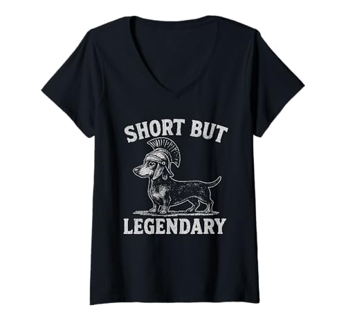 Damen Vintage Dackel Legendary Wiener Dog Dad T-Shirt mit V-Ausschnitt von Legendary Dachshund Owners Tees Co.