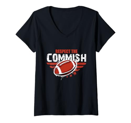 Damen Fantasy Football Commissioner Funny Respect Fantasy Football T-Shirt mit V-Ausschnitt Damen Fantasy Football Commissioner Funny Respect Fantasy Football T-Shirt mit V-Ausschnitt von Legendary Fantasy Football Apparel