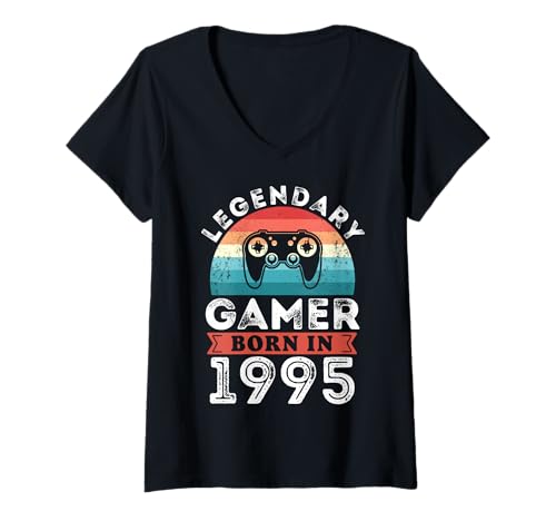 Damen Legendärer Gamer, geboren 1995, Geschenke zum 30. Geburtstag, Gaming T-Shirt mit V-Ausschnitt Damen Legendärer Gamer, geboren 1995, Geschenke zum 30. Geburtstag, Gaming T-Shirt mit V-Ausschnitt von Legendary Gamer Birthday Gaming Apparel