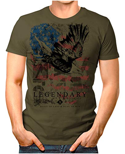 Legendary Items™ - American-Eagle - Herren T-Shirt USA Adler Stars and Stripes Flag Amerika Vintage Printshirt Oliv 4XL von Legendary Items