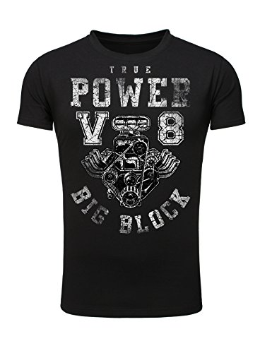 Legendary Items™ - True-Power-V8-Big-Block - Herren T-Shirt Printshirt Motorblock Vintage Verwaschen Schwarz 5XL von Legendary Items