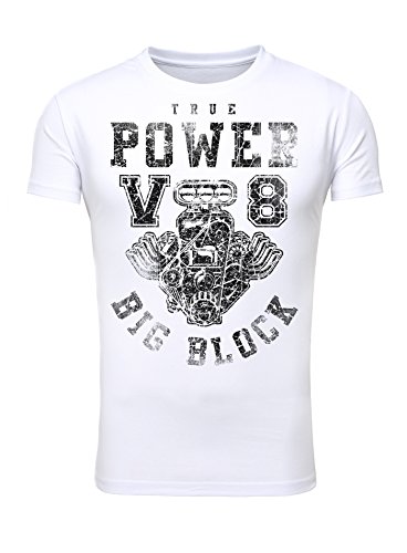 Legendary Items™ - True-Power-V8-Big-Block - Herren T-Shirt Printshirt Motorblock Vintage Verwaschen Weiß 5XL von Legendary Items