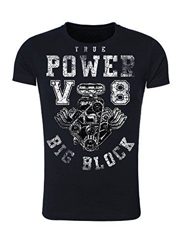 Legendary Items Herren T-Shirt True Power V8 Big Block Printshirt Motorblock Vintage Verwaschen Navy XXL von Legendary Items