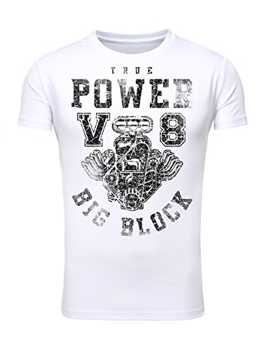 Legendary Items Herren T-Shirt True Power V8 Big Block Printshirt Motorblock Vintage Verwaschen weiß S von Legendary Items