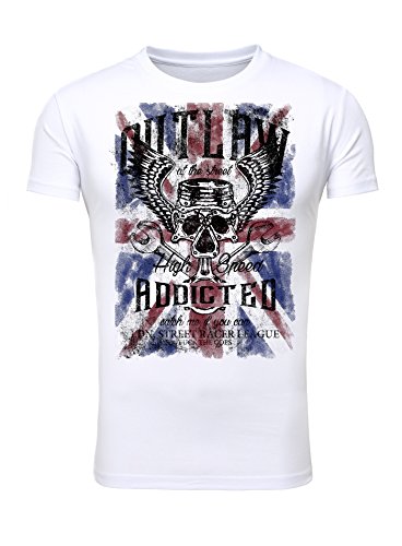 Legendary Items Männer Rundhals Retro T-Shirt Union Jack Outlaw weiß L von Legendary Items