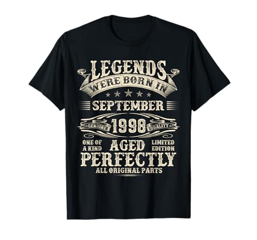27. Geburtstag Geschenke für Männer 27 Jahre alt Geburtstag September 1998 T-Shirt 27. Geburtstag Geschenke für Männer 27 Jahre alt Geburtstag September 1998 T-Shirt von Legendary Man Bday My Legend Born In September